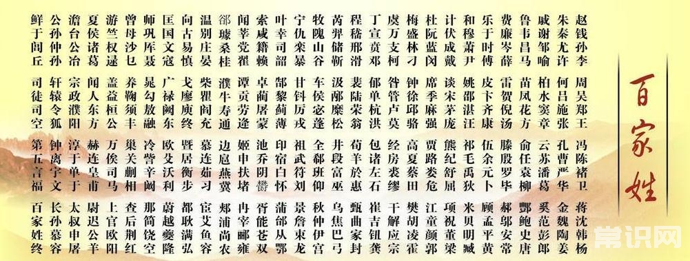 中国姓氏大全（常见508个，罕见740个）